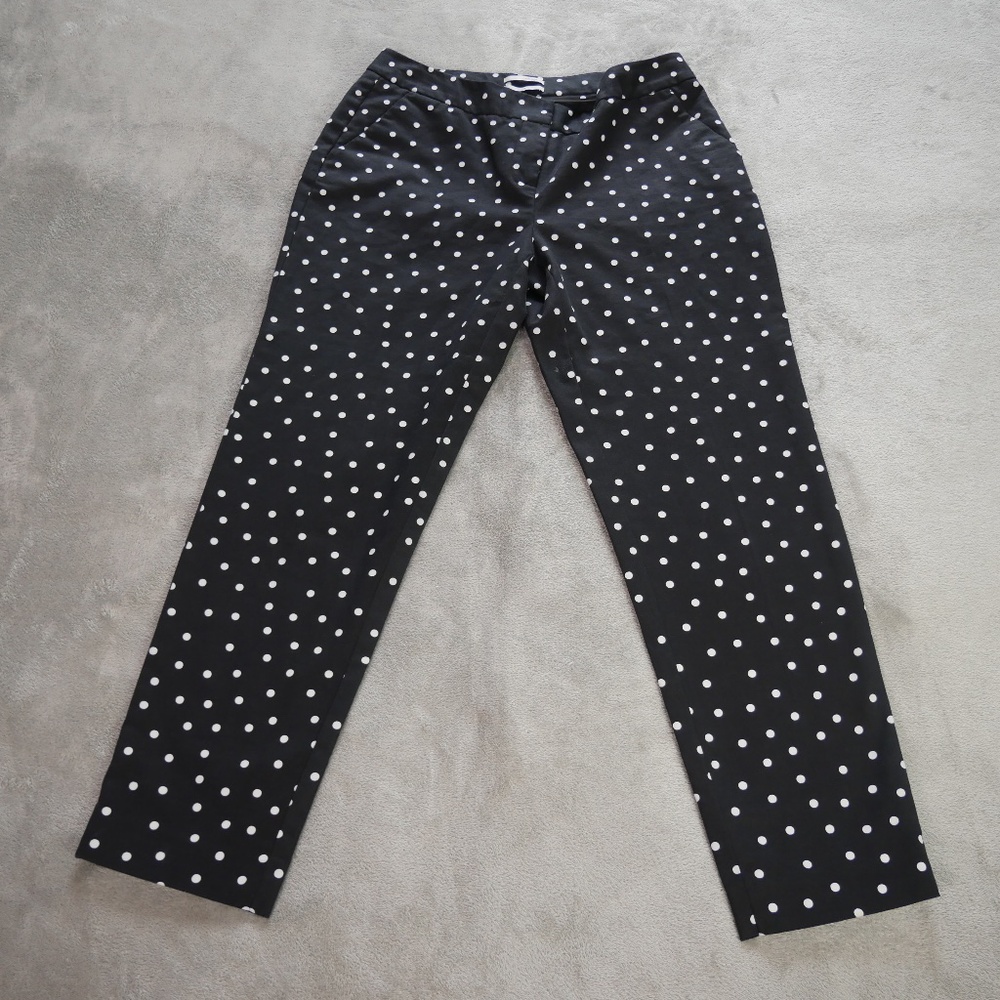 Halogen Taylor Fit Womens 4 Petite Black White Polka Dot Pants - Picture 1 of 11